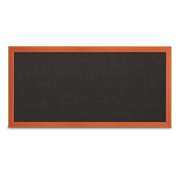 Slim Enclosed Corkboard, 24"x36", Satin Alum Frame/Medium Grey